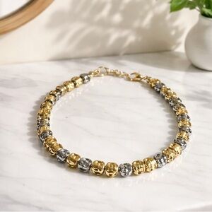 Elegant Gold and Silver Beaded Anklet